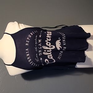 Dark Blue Papaya Flowy Top EUC